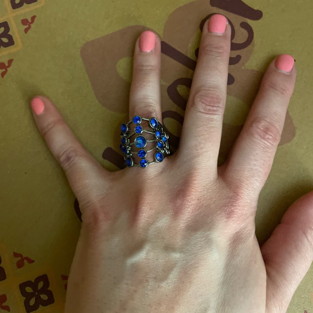 Elegant Blue Gemstone cocktail statement Ring